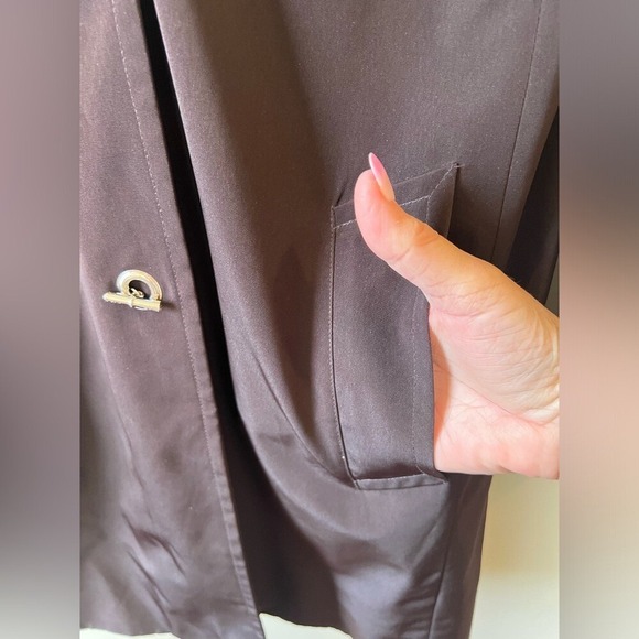 London Fog Trench Coat Women M Brown Removable Hood Lightweight‎ Classic Neutral - Picture 9 of 13